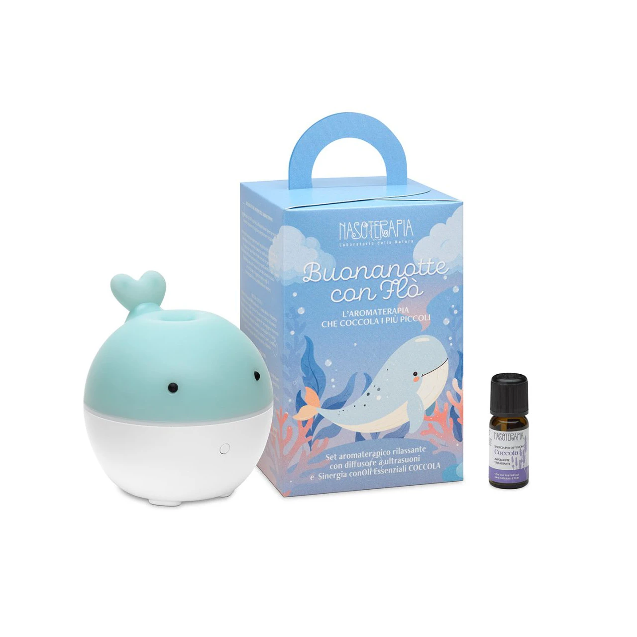 Kit-Buonanotte-con-Flò-con-diffusore-ad-ultrasuoni-Flò-con-sinergia-coccola-5ml-Nasoterapia