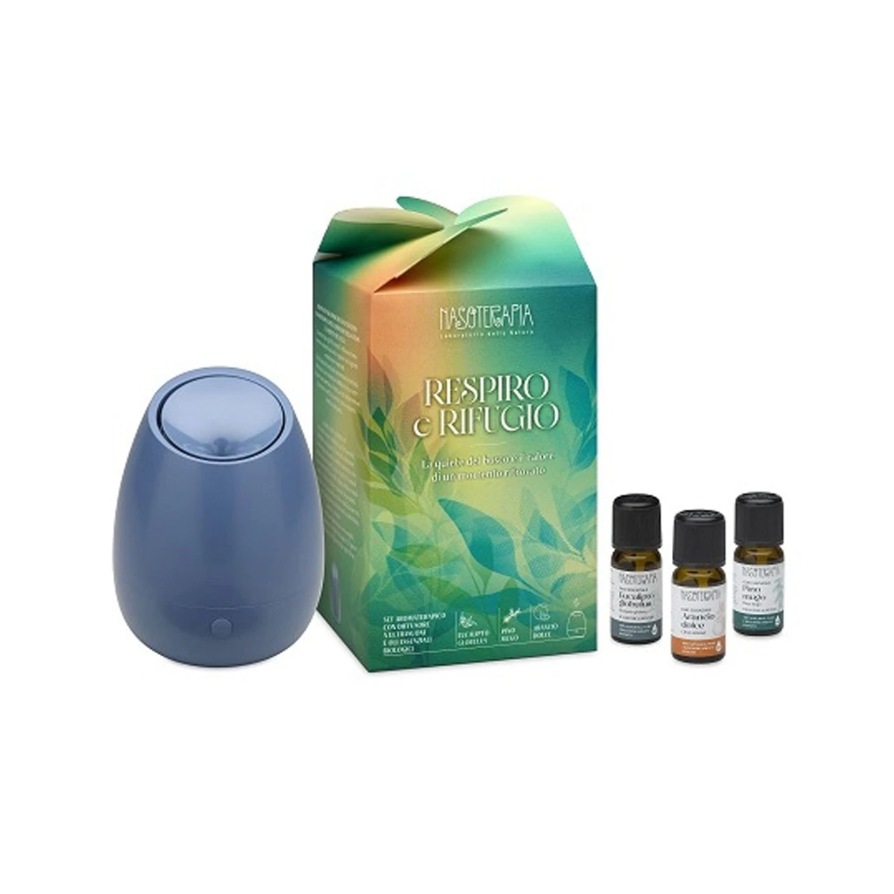 Kit-Respiro-e-Rifugio-con-diffusore-ad-ultrasuoni-Bloom-glicine-con-3-oli-essenziali-5ml-Nasoterapia
