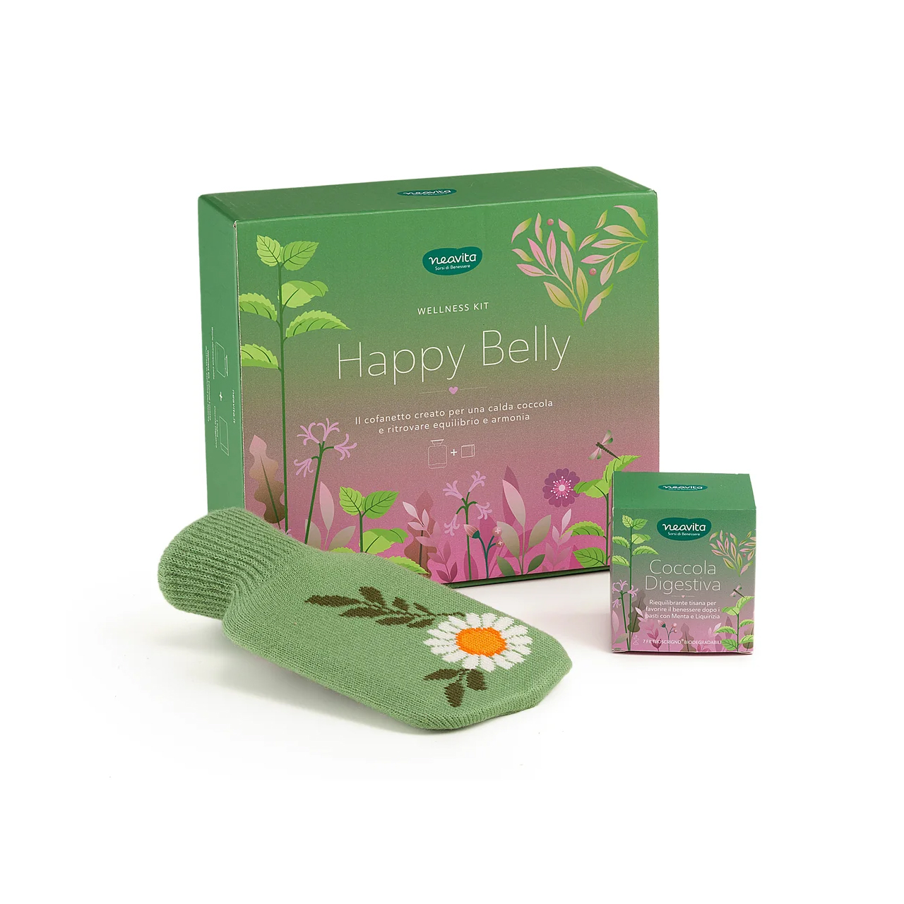 Wellness-kit-cofanetto-Happy-Belly-verde-con-7filtri-coccola-digestiva-e-borsa-acqua-calda-Neavita
