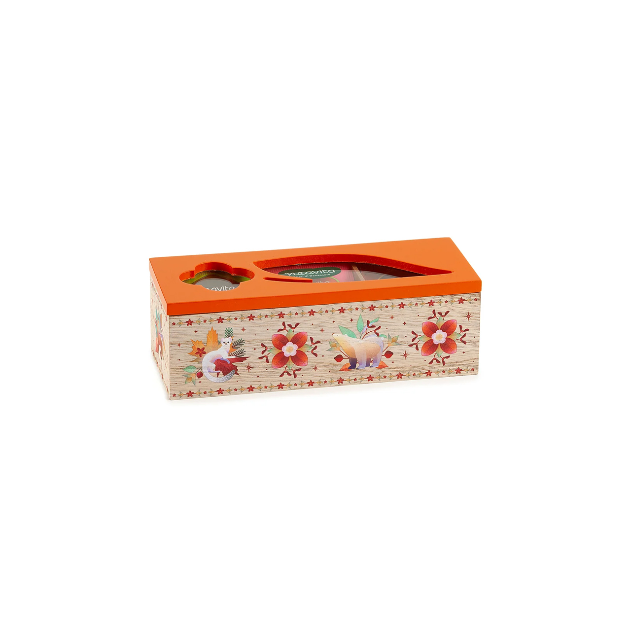 Cofanetto-in-legno-arancione-con-15-filtri-di-tè-e-infusi-Neavita