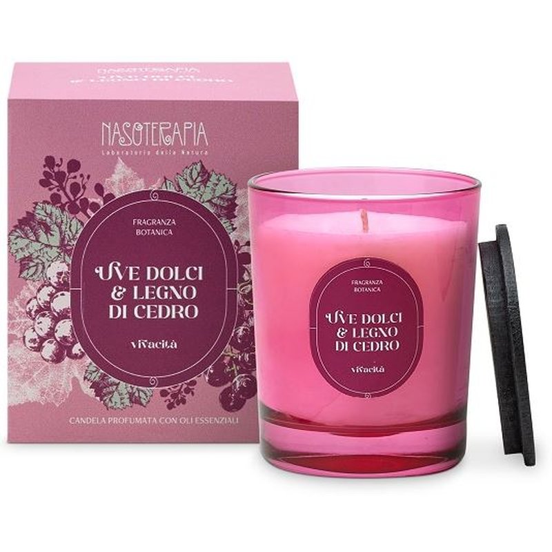 Candela-180Gr-Uve-Dolci,-Legno-e-Cedro-Nasoterapia